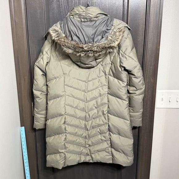 Eddie Bauer Womens Down Parka Puffer Coat Hooded Warm Winter green grey Size L - Picture 10 of 10